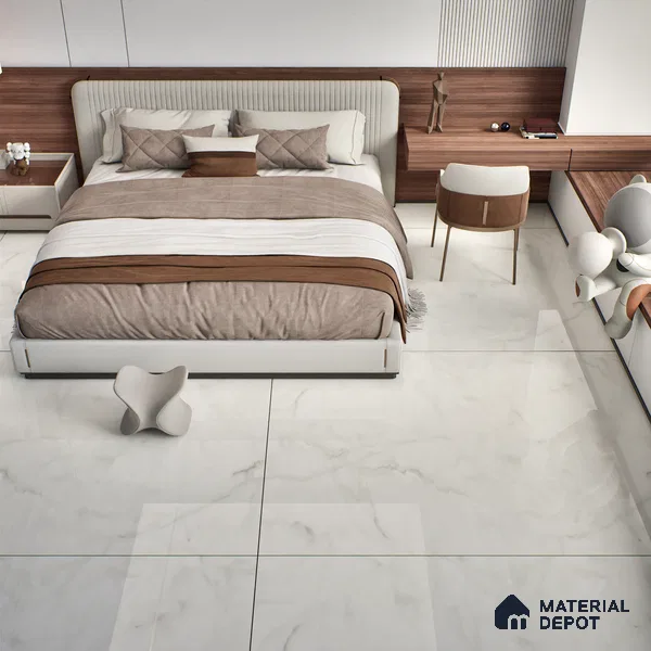TL 02947 Ice White 6 ft x 4 ft Glossy Finish Endless Vitrified Wall & Floor Tile - 9 mm | Adhesive and Spacers Must be Used During Installation