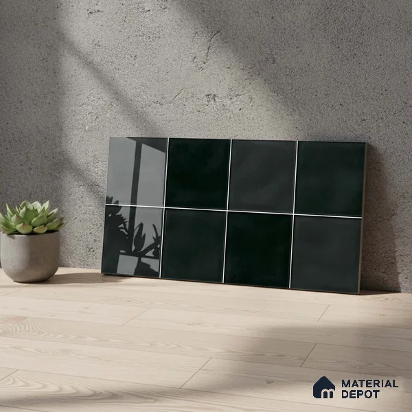 Faux Subway Wall Tile TL 05768 D Imola Black Decor 600x300 mm Glossy Finish Tile - 9 mm | Please Expect a Slight Variation of Pattern (Sample)