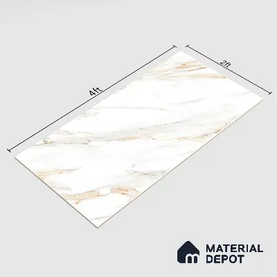 Marble Floor & Wall Tile TL 02162 Imporio White 4 ft x 2 ft Diamond Surface Glazed Vitrified Tile - 9 mm (Random 4)