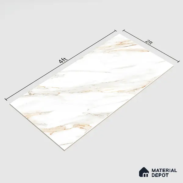Marble Floor & Wall Tile TL 02162 Imporio White 4 ft x 2 ft Diamond Surface Glazed Vitrified Tile - 9 mm (Random 4)