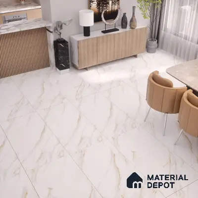 Marble Floor & Wall Tile TL 02162 Imporio White 4 ft x 2 ft Diamond Surface Glazed Vitrified Tile - 9 mm (Random 4)