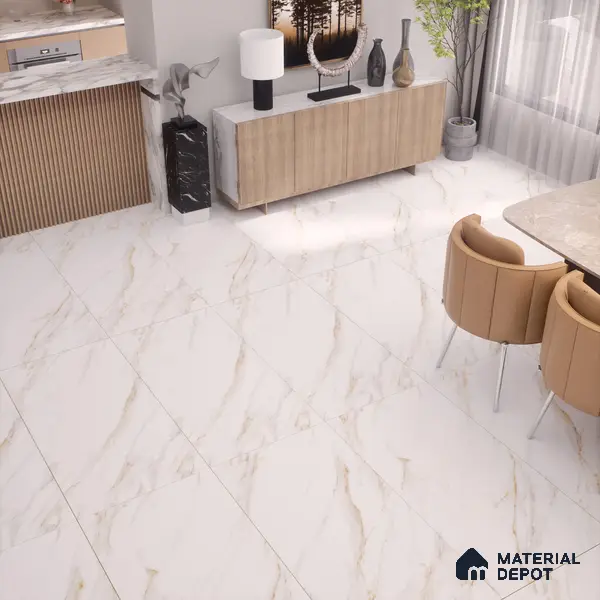 Marble Floor & Wall Tile TL 02162 Imporio White 4 ft x 2 ft Diamond Surface Glazed Vitrified Tile - 9 mm (Random 4)