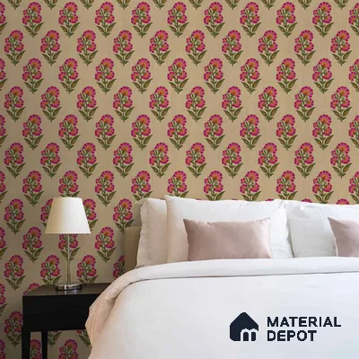 Indian Floral Theme Repeat Design Wallpaper, Luxury 10 Meter x 19.68 Inches Soft Feel Paper Type Wallpaper -54 Sq. Ft. | Minimum 15% wastage during installation