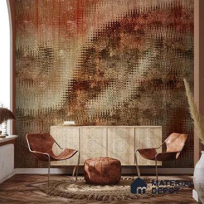 Industrial Look Ikat Pattern Fusion Design Wallpaper, Customised Sukoon Series Canvas Abstract Design (Customised Size Wallpaper)