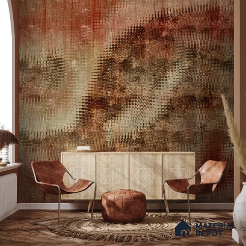 Industrial Look Ikat Pattern Fusion Design Wallpaper, Customised Sukoon Series Canvas Abstract Design (Customised Size Wallpaper)