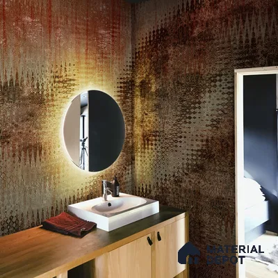 Industrial Look Ikat Pattern Fusion Design Wallpaper, Customised Sukoon Series Canvas Abstract Design (Customised Size Wallpaper)