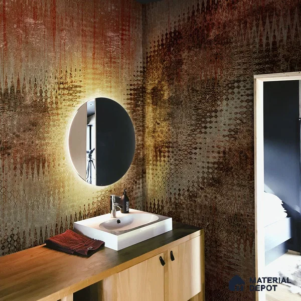 Industrial Look Ikat Pattern Fusion Design Wallpaper, Customised Sukoon Series Handmade Abstract Design (Customised Size Wallpaper)