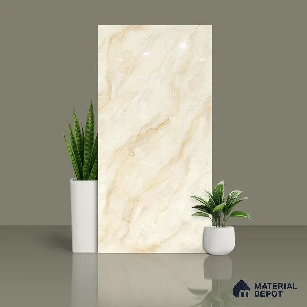 Budget Friendly Marble Floor & Wall Tile Value For Money TL 05607 Infinity Gold 4 ft x 2 ft - Vitrified Glossy Finish -9 mm | Suitable for Living Room, Bedroom & Bathroom