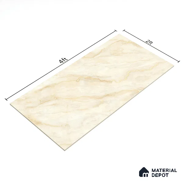 Budget Friendly Marble Floor & Wall Tile Value For Money TL 05607 Infinity Gold 4 ft x 2 ft - Vitrified Glossy Finish -9 mm | Suitable for Living Room, Bedroom & Bathroom