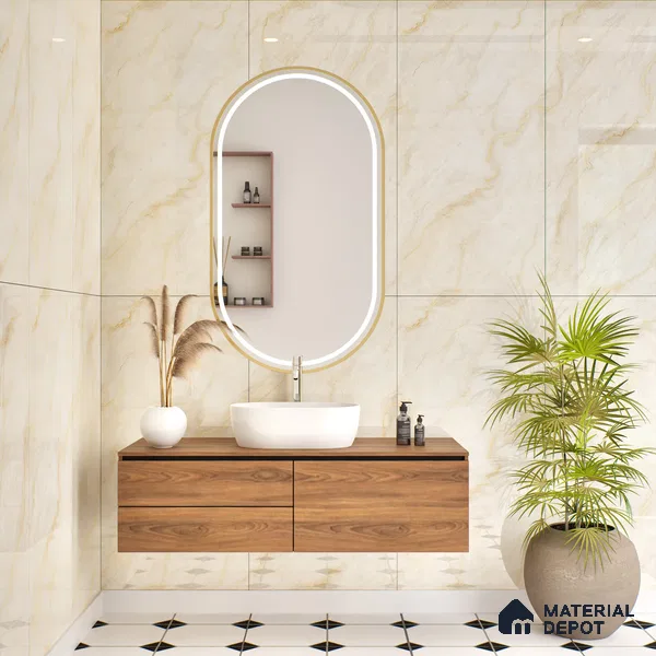 Budget Friendly Marble Floor & Wall Tile Value For Money TL 05607 Infinity Gold 4 ft x 2 ft - Vitrified Glossy Finish -9 mm | Suitable for Living Room, Bedroom & Bathroom
