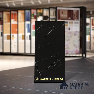 Marble Floor & Wall Tile | TL 00683 Inky Black Matte Finish 4 ft x 2 ft Matte Finish Vitrified Tile - 9 mm | Suitable For Living Room, Bedroom, Dining Area