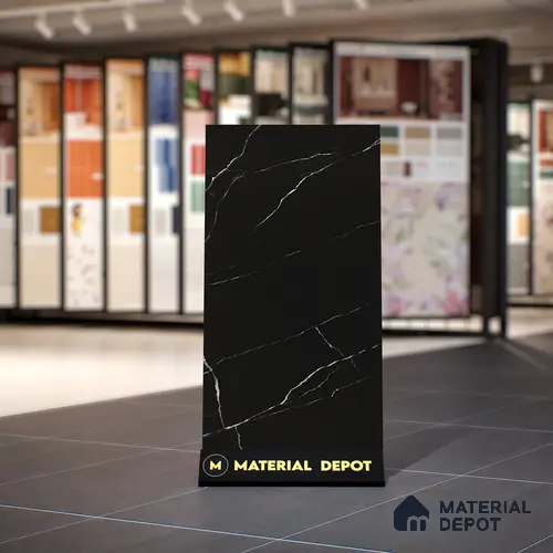 Marble Floor & Wall Tile | TL 00683 Inky Black Matte Finish 4 ft x 2 ft Matte Finish Vitrified Tile - 9 mm | Suitable For Living Room, Bedroom, Dining Area
