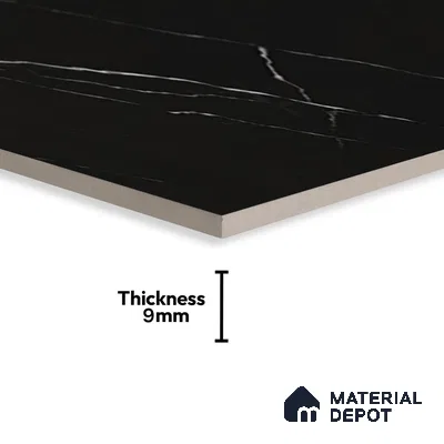 Marble Floor & Wall Tile | TL 00683 Inky Black Matte Finish 4 ft x 2 ft Matte Finish Vitrified Tile - 9 mm | Suitable For Living Room, Bedroom, Dining Area