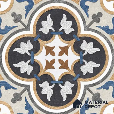 Moroccan Wall & Floor Tile TL 01434 Isabelline Blue 2 ft x 2 ft Matte Finish Vitrified Tile - 9 mm | Suitable For Kitchen, Bathroom, Dining Area | Please Expect a Slight Variation of Pattern
