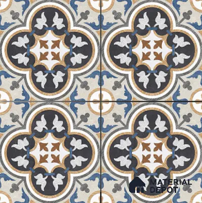 Moroccan Wall & Floor Tile TL 01434 Isabelline Blue 2 ft x 2 ft Matte Finish Vitrified Tile - 9 mm | Suitable For Kitchen, Bathroom, Dining Area | Please Expect a Slight Variation of Pattern