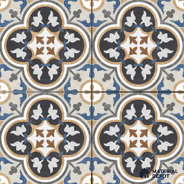 Moroccan Wall & Floor Tile TL 01434 Isabelline Blue 2 ft x 2 ft Matte Finish Vitrified Tile - 9 mm | Suitable For Kitchen, Bathroom, Dining Area | Please Expect a Slight Variation of Pattern