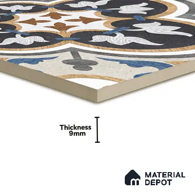 Moroccan Wall & Floor Tile TL 01434 Isabelline Blue 2 ft x 2 ft Matte Finish Vitrified Tile - 9 mm | Suitable For Kitchen, Bathroom, Dining Area | Please Expect a Slight Variation of Pattern