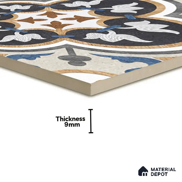Moroccan Wall & Floor Tile TL 01434 Isabelline Blue 2 ft x 2 ft Matte Finish Vitrified Tile - 9 mm | Suitable For Kitchen, Bathroom, Dining Area | Please Expect a Slight Variation of Pattern
