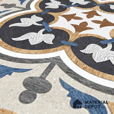 Moroccan Wall & Floor Tile TL 01434 Isabelline Blue 2 ft x 2 ft Matte Finish Vitrified Tile - 9 mm | Suitable For Kitchen, Bathroom, Dining Area | Please Expect a Slight Variation of Pattern