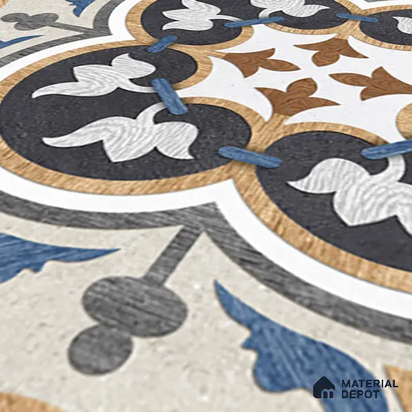 Moroccan Wall & Floor Tile TL 01434 Isabelline Blue 2 ft x 2 ft Matte Finish Vitrified Tile - 9 mm | Suitable For Kitchen, Bathroom, Dining Area | Please Expect a Slight Variation of Pattern