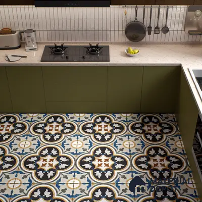 Moroccan Wall & Floor Tile TL 01434 Isabelline Blue 2 ft x 2 ft Matte Finish Vitrified Tile - 9 mm | Suitable For Kitchen, Bathroom, Dining Area | Please Expect a Slight Variation of Pattern