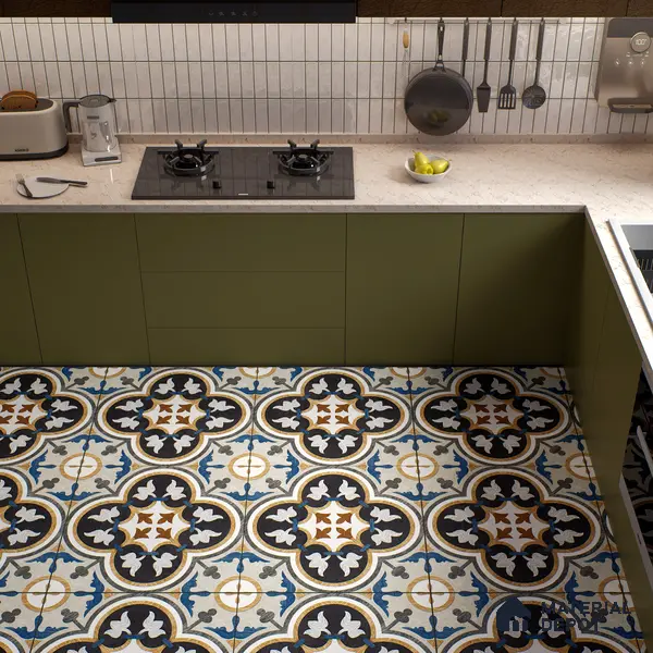 Moroccan Wall & Floor Tile TL 01434 Isabelline Blue 2 ft x 2 ft Matte Finish Vitrified Tile - 9 mm | Suitable For Kitchen, Bathroom, Dining Area | Please Expect a Slight Variation of Pattern