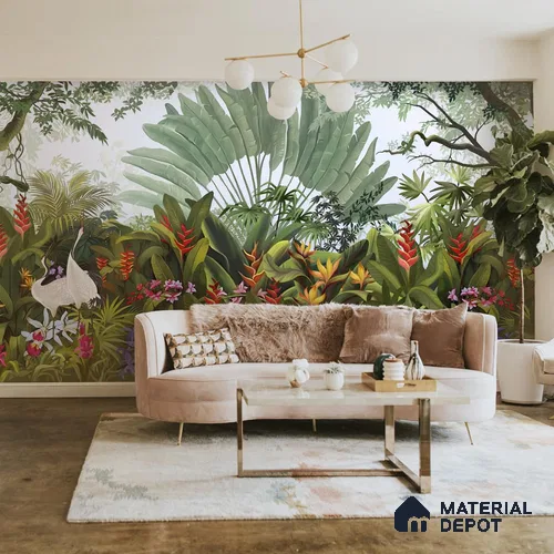 Island Breeze, Tropical Wallpaper for Rooms, Customised Sukoon Series Canvas Tropical Design (Customised Size Wallpaper)