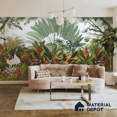 Island Breeze, Tropical Wallpaper for Rooms, Customised Sukoon Series Handmade Tropical Design (Customised Size Wallpaper)
