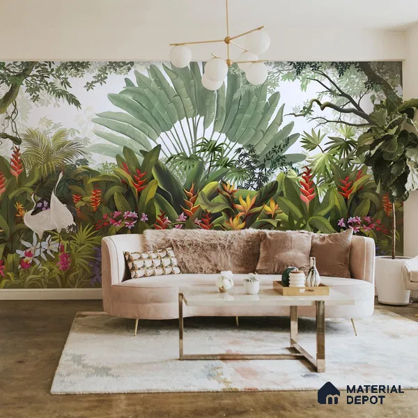 Island Breeze, Tropical Wallpaper for Rooms, Customised Sukoon Series Handmade Tropical Design (Customised Size Wallpaper)