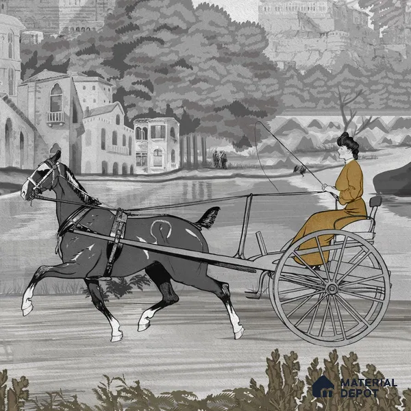 It’s a French Life, Old Painting Inspired Wallpaper, Customised Sukoon Series Handmade Patterned Design (Customised Size Wallpaper)