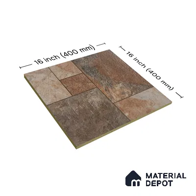 Parking Floor Tile TL 02379 Rocky Brown 16 x 16 inch Vitrified Anti Skid Matte Finish Heavy Duty Tile - 12 mm | Suitable For Outdoor, Balcony, Terrace | Pattern Alignment May Vary | 2-3 mm Spacer is Mandatory