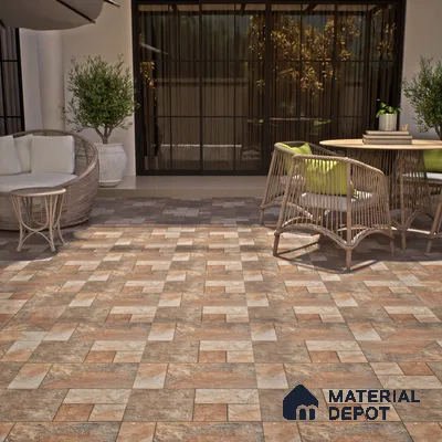 Parking Floor Tile TL 02379 Rocky Brown 16 x 16 inch Vitrified Anti Skid Matte Finish Heavy Duty Tile - 12 mm | Suitable For Outdoor, Balcony, Terrace | Pattern Alignment May Vary | 2-3 mm Spacer is Mandatory