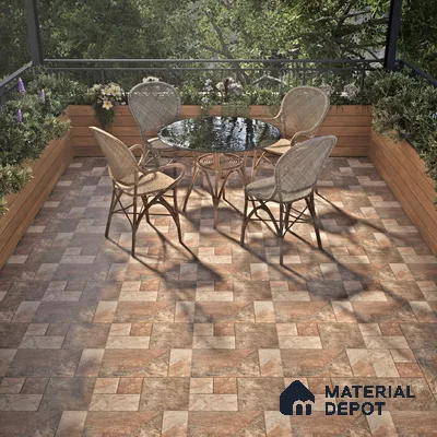 Parking Floor Tile TL 02379 Rocky Brown 16 x 16 inch Vitrified Anti Skid Matte Finish Heavy Duty Tile - 12 mm | Suitable For Outdoor, Balcony, Terrace | Pattern Alignment May Vary | 2-3 mm Spacer is Mandatory