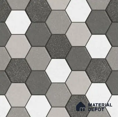 Parking Floor Tile TL 00872 B Black & Grey | 16 x 16 inch | Anti Skid Matte Finish Heavy Duty Vitrified Tile - 12 mm | Suitable For Outdoor, Terrace, Balcony | Pattern Alignment May Vary | 2-3 mm Spacer is Mandatory