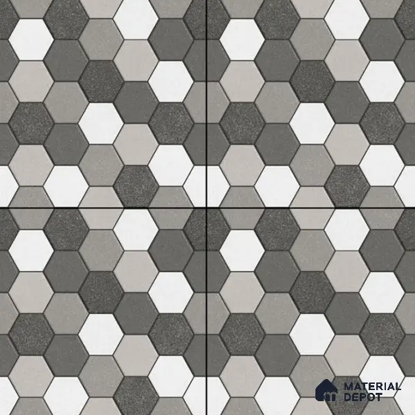 Parking Floor Tile TL 00872 B Black & Grey | 16 x 16 inch | Anti Skid Matte Finish Heavy Duty Vitrified Tile - 12 mm | Suitable For Outdoor, Terrace, Balcony | Pattern Alignment May Vary | 2-3 mm Spacer is Mandatory