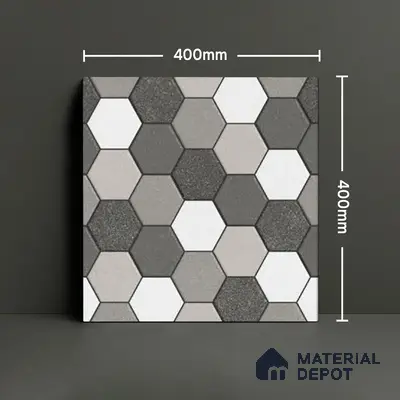 Parking Floor Tile TL 00872 B Black & Grey | 16 x 16 inch | Anti Skid Matte Finish Heavy Duty Vitrified Tile - 12 mm | Suitable For Outdoor, Terrace, Balcony | Pattern Alignment May Vary | 2-3 mm Spacer is Mandatory