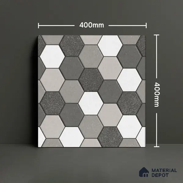 Parking Floor Tile TL 00872 B Black & Grey | 16 x 16 inch | Anti Skid Matte Finish Heavy Duty Vitrified Tile - 12 mm | Suitable For Outdoor, Terrace, Balcony | Pattern Alignment May Vary | 2-3 mm Spacer is Mandatory