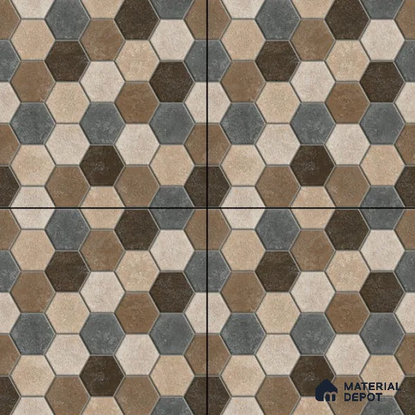 Parking Floor Tile TL 00872 A Black & Beige | 16 x 16 inch | Anti Skid Matte Finish Heavy Duty Vitrified Tile - 12 mm | Suitable For Outdoor, Terrace, Balcony | Pattern Alignment May Vary | 2-3 mm Spacer is Mandatory