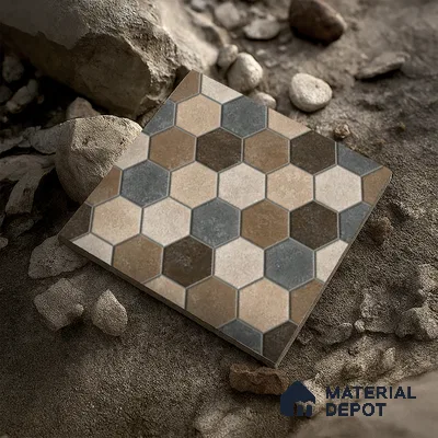 Parking Floor Tile TL 00872 A Black & Beige | 16 x 16 inch | Anti Skid Matte Finish Heavy Duty Vitrified Tile - 12 mm | Suitable For Outdoor, Terrace, Balcony | Pattern Alignment May Vary | 2-3 mm Spacer is Mandatory