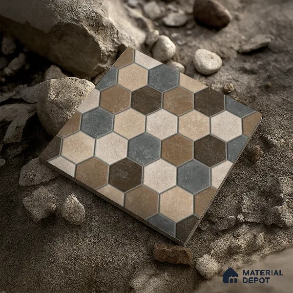Parking Floor Tile TL 00872 A Black & Beige | 16 x 16 inch | Anti Skid Matte Finish Heavy Duty Vitrified Tile - 12 mm | Suitable For Outdoor, Terrace, Balcony | Pattern Alignment May Vary | 2-3 mm Spacer is Mandatory