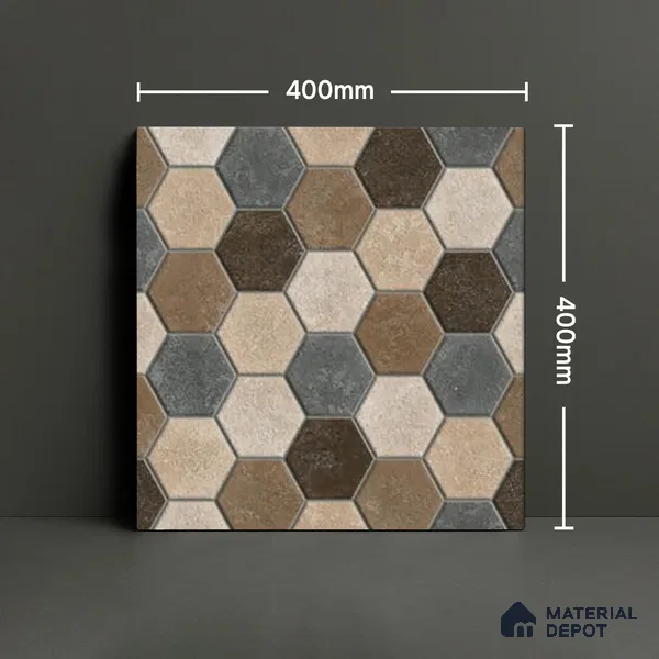 Parking Floor Tile TL 00872 A Black & Beige | 16 x 16 inch | Anti Skid Matte Finish Heavy Duty Vitrified Tile - 12 mm | Suitable For Outdoor, Terrace, Balcony | Pattern Alignment May Vary | 2-3 mm Spacer is Mandatory