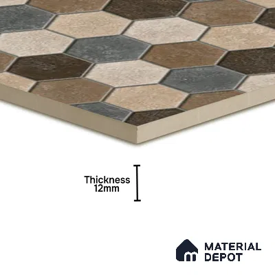 Parking Floor Tile TL 00872 A Black & Beige | 16 x 16 inch | Anti Skid Matte Finish Heavy Duty Vitrified Tile - 12 mm | Suitable For Outdoor, Terrace, Balcony | Pattern Alignment May Vary | 2-3 mm Spacer is Mandatory