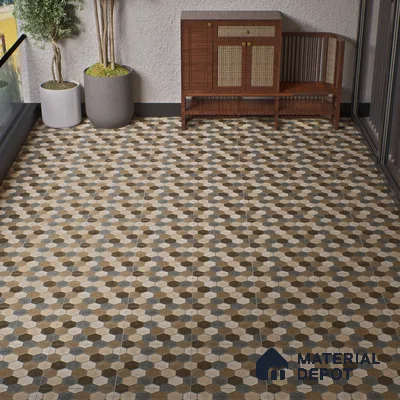 Parking Floor Tile TL 00872 A Black & Beige | 16 x 16 inch | Anti Skid Matte Finish Heavy Duty Vitrified Tile - 12 mm | Suitable For Outdoor, Terrace, Balcony | Pattern Alignment May Vary | 2-3 mm Spacer is Mandatory