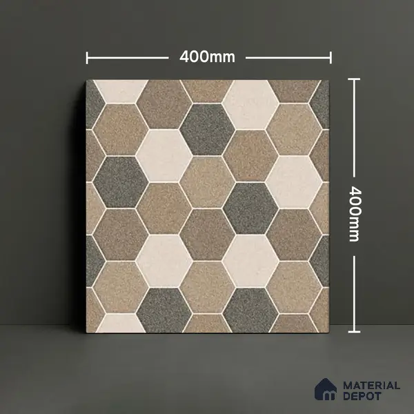 Parking Floor Tile TL 00872 C Beige & Cream | 16 x 16 inch | Anti Skid Matte Finish Heavy Duty Vitrified Tile - 12 mm | Suitable For Outdoor, Terrace, Balcony | Pattern Alignment May Vary | 2-3 mm Spacer is Mandatory