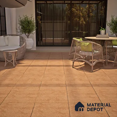 Budget Friendly Stone Look Value for Money Parking Stone Punch Floor Tile 16 x 16 inch | TL 00875 A | Vitrified Matte Finish Tile - 12 mm | Suitable For Parking, Outdoor, Balcony & Terrace | Pattern Alignment May Vary | 2-3 mm Spacer is Mandatory