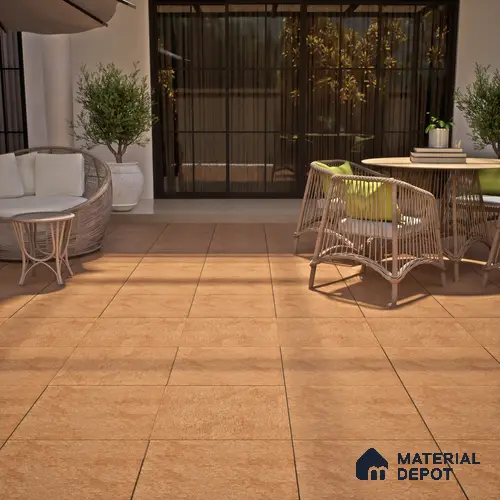 Budget Friendly Stone Look Value for Money Parking Stone Punch Floor Tile 16 x 16 inch | TL 00875 A | Vitrified Matte Finish Tile - 12 mm | Suitable For Parking, Outdoor, Balcony & Terrace | Pattern Alignment May Vary | 2-3 mm Spacer is Mandatory