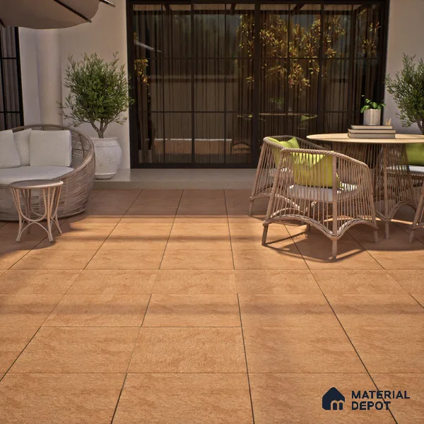 Budget Friendly Stone Look Value for Money Parking Stone Punch Floor Tile 16 x 16 inch | TL 00875 A | Vitrified Matte Finish Tile - 12 mm | Suitable For Parking, Outdoor, Balcony & Terrace | Pattern Alignment May Vary | 2-3 mm Spacer is Mandatory