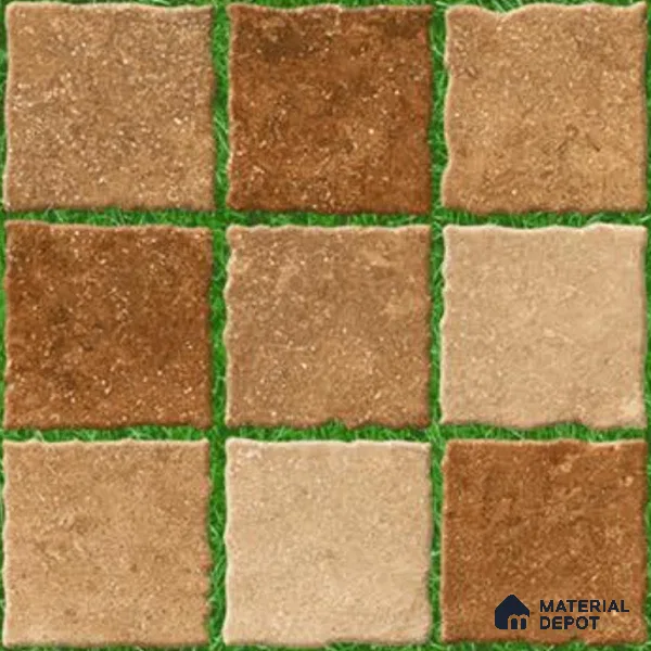 Parking Floor Tile TL 00874 Brown & Green | 16 x 16 inch | Anti Skid Matte Finish Heavy Duty Vitrified Tile - 12 mm | Suitable For Outdoor, Terrace, Balcony | Pattern Alignment May Vary | 2-3 mm Spacer is Mandatory