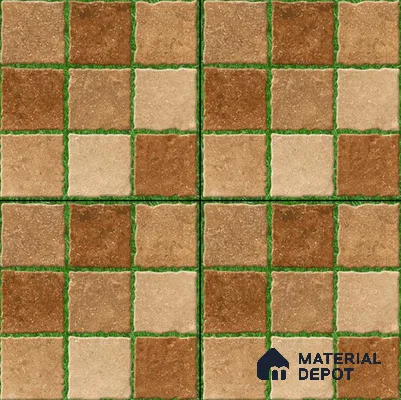 Parking Floor Tile TL 00874 Brown & Green | 16 x 16 inch | Anti Skid Matte Finish Heavy Duty Vitrified Tile - 12 mm | Suitable For Outdoor, Terrace, Balcony | Pattern Alignment May Vary | 2-3 mm Spacer is Mandatory