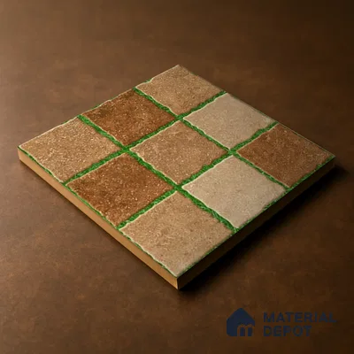 Parking Floor Tile TL 00874 Brown & Green | 16 x 16 inch | Anti Skid Matte Finish Heavy Duty Vitrified Tile - 12 mm | Suitable For Outdoor, Terrace, Balcony | Pattern Alignment May Vary | 2-3 mm Spacer is Mandatory